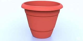 Single Delux Brown Pot 8 Inch Round Planter For Patio, Lawn, Or Balcony 1 Piece
