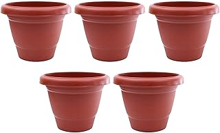 Delux Brown Pots Best For Outdoor Planters & Big Indoor Greens 5 Piece Bundle