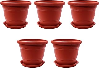 Delux Brown Pot Combo Includes Tray Ideal For Indoor Plant Display 5 Piece Set