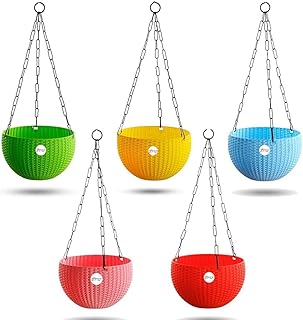 All-Purpose Hanging Planters Plastic Body For Longevity Indoor/Outdoor Use 5 Pieces