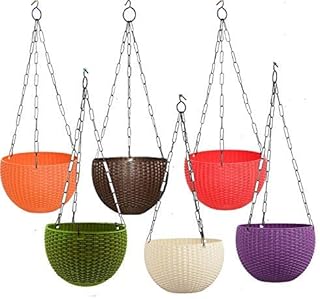 Uv-Protected Hanging Pots Classic Look With Functional Design Set Of 6 Durable Pieces