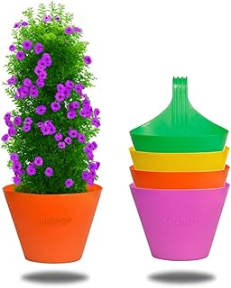 Compact Balcony Hook Pots Colorful, Weatherproof Planters Set Of 4 For Urban Gardens