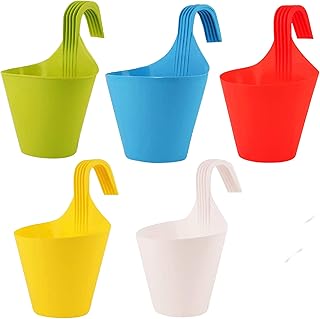 Outdoor Hook Hanging Pots Easy To Install & Water Resistant Set Of 5 Stylish Planters