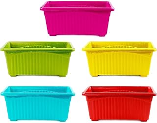 Spacious Jupiter Rectangular Pots Sleek Profile, Durable Plastic Pack Of 5 Pots