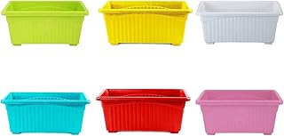 Jupiter Series Rectangular Pots Deep Design For Rooted Plants Set Of 6 Durable Pieces