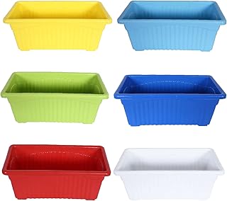 Home Garden Jupiter Pots Rectangular Style With Deep Base Set Of 6 Premium Pieces