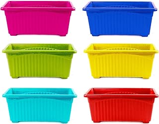 Jupiter Series Rectangular Pots Sleek & Spacious Design For Balcony Gardens Set Of 6 Pieces