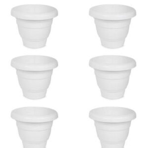 DukanRoad 8Inch Milky Heavy DukanRoad Flower Gamla/Planter/Garden Item/DukanRoad Pot (Pack of 6) Plant Container Set White