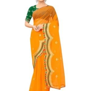 Fancy net fabric saree with beautiful embroidery saree-DukanRoad
