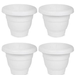 DukanRoad Set 4 DukanRoad Gamla/Planter/Pot, 8 inch | Garden Planters | Indoor/Outdoor Balcony Flower Pot | Gamla for Indoor Home Decor White