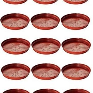 DukanRoad Saucer Base Plate Planter Tray, Brown, 8 Inch, Set of 15