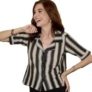 DukanRoad Elegant Women Printed Short Sleeve Casual Boxy Fit Shirt Style