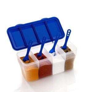 HomeWiz 4 Section Kitchen Storage Box | Fridge Storage Containers | Airtight, Durable, BPA-Free Plastic Container | Organize Grains, Pulses, Snacks & Food in One Jar | 1800ml, Transparent