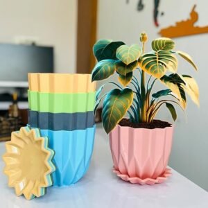 DukanRoad Decoration DukanRoad Plant Pots with Drainage Trays, Set of 5, for Indoor and Outdoor Gardening