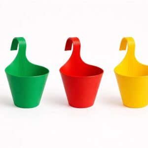 DukanRoad DukanRoad Hanging Planter for Plants, Railing Flower Pots, Pot Diameter (22 cm), Pot Height (17 cm) (Set of 3)(Multicolor)