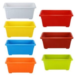 DukanRoad Window Planters - 7 Pcs (13 Inch, Multicolor) | Planting Pots for Home | Pots for Home & Balcony Garden | Big Planters for Balcony and Terrace Gardens