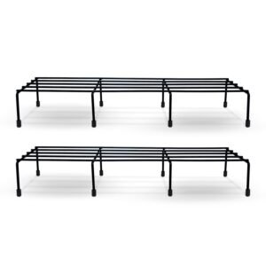 DukanRoad Premium Rectangular Anti-Rust Metal Plant Stand Set (Pack of 2) - Stylish Black Stands for Indoor, Outdoor, and Balcony Use