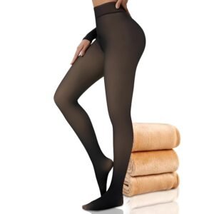 Winter wear for Women Stylish| Stockings for Girls | Thermal Dual Tone Fleece | Thermal Wear for Women | Waist Size : 26 to 34 | Stretchable | Upto 0 DEGRE Celsius | 1 Year Warranty | Black