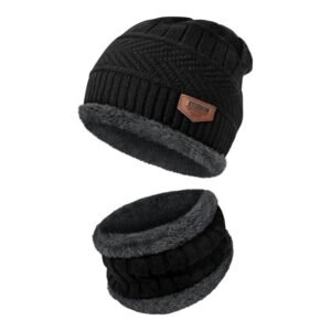 DukanRoad Sports Winters Cap & Muffler for Men & Women| Beanie Cap| 1 Set| (Black)