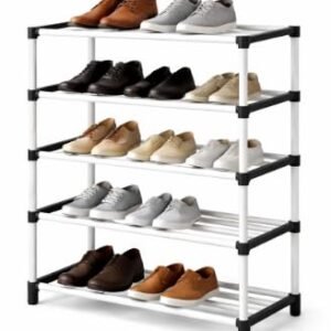 Plastic Shoe Rack Organizer 5 Tier White