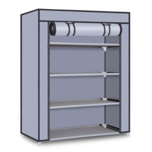 Plastic Collapsible Shoe Rack 4 Shelf Grey
